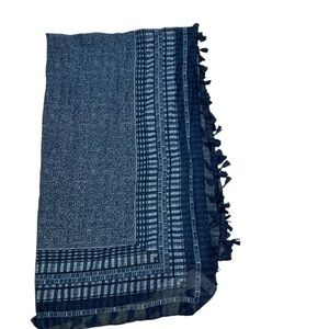 Marla Wynne Lightweight Large Scarf Wrap Tassels Blue-gray  New